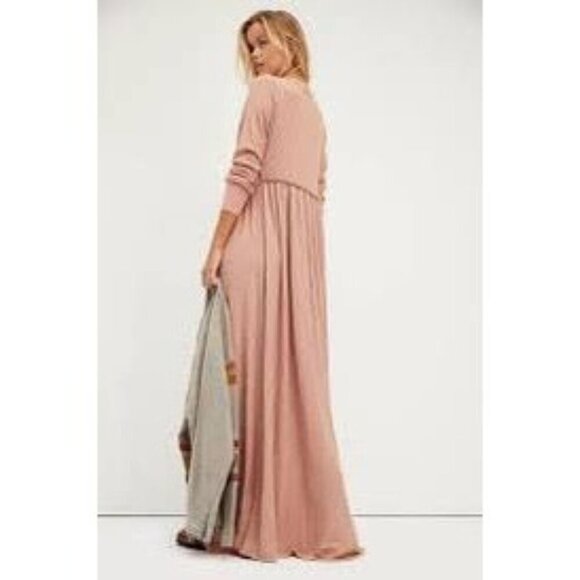NEW Free People Size Medium Marissa Henley Dress Maxi Waffle Knit - Picture 12 of 12